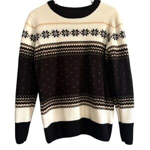 Ivory and Black Nordic Fair Isle Sweater
